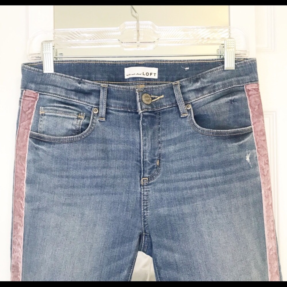 LOFT Velvet Stripe Skinny Jeans - Picture 4 of 7